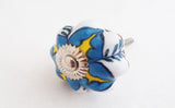 Ceramic bright turquoise flower 4cm pumpkin door knob