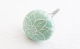 Ceramic small soft blue vintage retro style embossed 3cm door knob