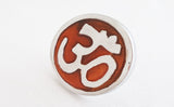 Aluminium orange AUM symbol 4.5cm round door knob E2