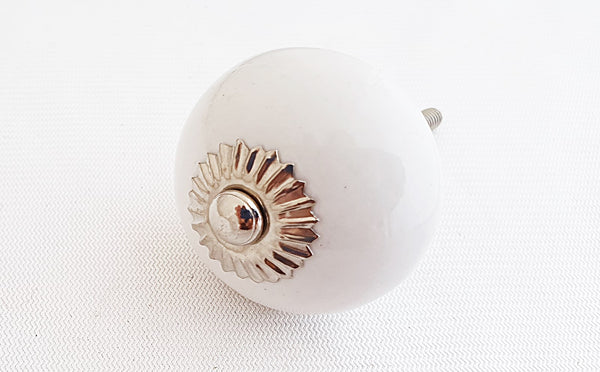 Ceramic white plain shabby chic 4cm round door knob