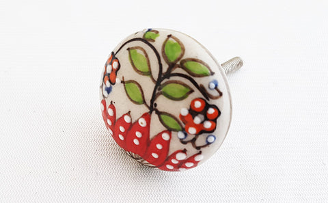 Ceramic beautiful unique floral embossed design 4cm round door knob F19