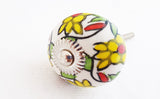 Ceramic colorful delicate floral design 4cm round door knob