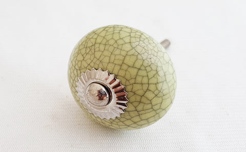 Ceramic rustic vintage style cracks pale mint 4cm round door knob c20a