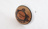 Ceramic printed vintage 1874 brown round 4cm door  knob C17a