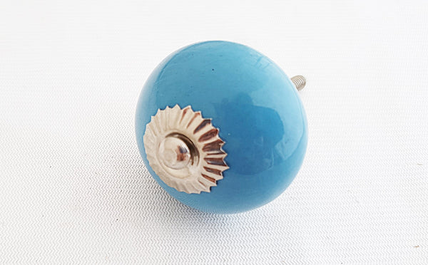 Ceramic aqua blue 4cm round door knob
