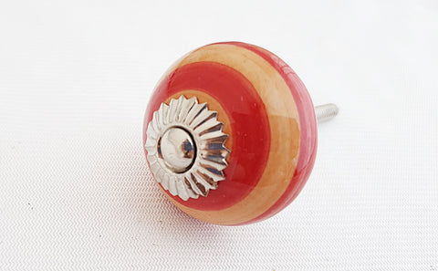 Ceramic orange red spiral 4cm round door knob D13d