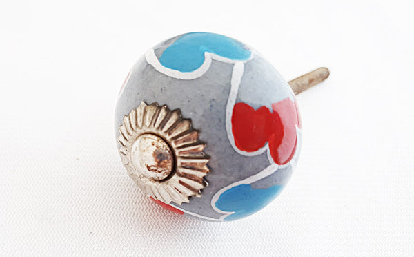 Ceramic colorful leafy design 4cm round door knob B9