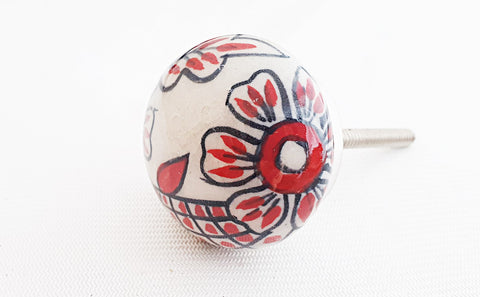 Ceramic 4cm delicate unique black red 4cm round door knob e12b