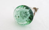Glass shabby chic green bubble design 4cm round door knob
