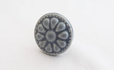 Ceramic navy embossed vintage style 4cm round door knob