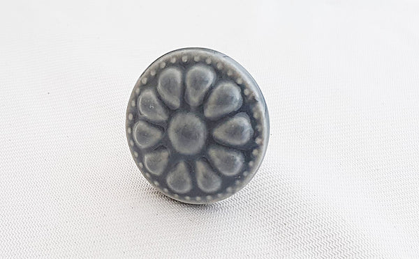 Ceramic navy embossed vintage style 4cm round door knob