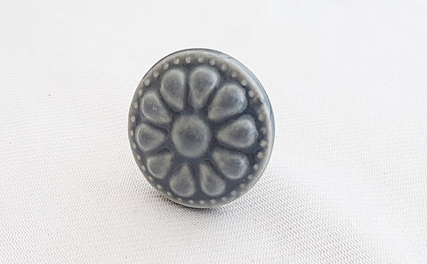 Ceramic navy embossed vintage style 4cm round door knob