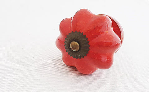 Ceramic unique bright china red 4.5cm pumpkin door knob