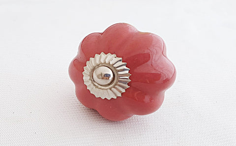 Ceramic burgundy 4cm pumpkin door knob C12b