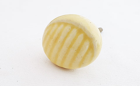 Ceramic vintage style yellow embossed 4cm round door knob f3b