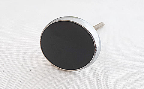 Aluminium retro vintage  style natural black onyx 4cm round door knob