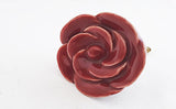 Ceramic shabby chic burgundy rose 5cm door knob