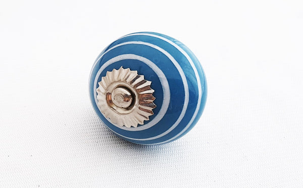 Ceramic ocean blue white spiral 4cm round door knob