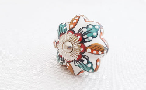 New cermic feather colorful design embossed 4.5cm pumpkin door knob