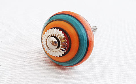 Ceramic colorful orange blue spiral 4cm round door knob e11a