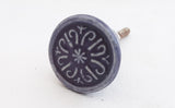 Ceramic small purple embossed vintage 3cm round door knob