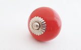 Ceramic vibrant red round 4cm door knob d11a