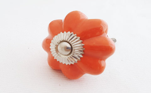 Ceramic dark orange 4.5cm pumpkin door knob d19b