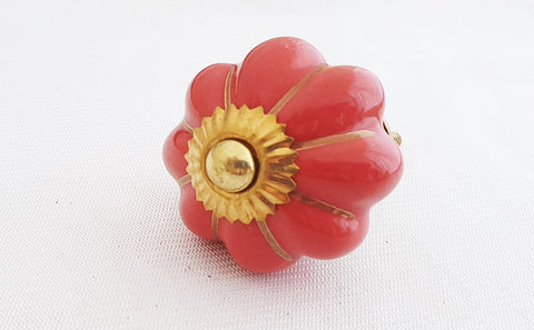Ceramic red gold 4.5cm pumpkin door knob CF4