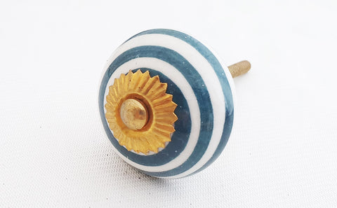 Ceramic ocean green spiral 4cm round door knob d18c