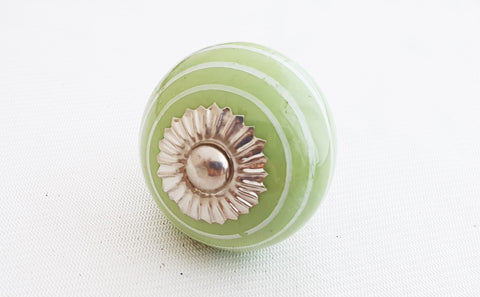 Ceramic apple mint green spiral 4cm door knob c14a