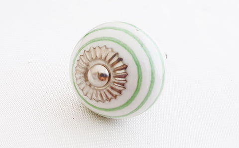 Ceramic green white spiral 4cm round door knob c13a