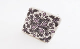 Ceramic floral purple white printed square 4cm door knob