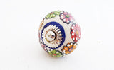 Ceramic colorful floral design round 4cm door knob