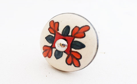Ceramic Mexican aztec design 4cm round door knob e18d