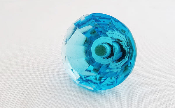 Glass big natural crystal cut turquoise 5cm round door knob