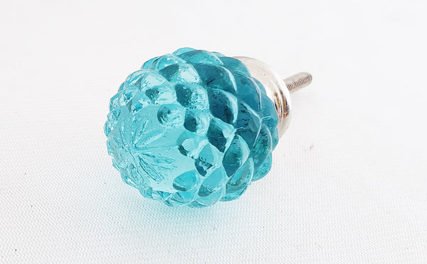 Glass shabby chic crystal aqua pineapple 4cm door knob H5