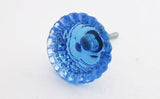 Glass beautiful blue flower round 4cm door knob