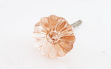 Glass shabby chic salmon pink Flower 3.5cm round door knob