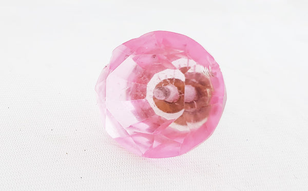 Glass shabby chic natural crystal cut pink 4.5cm round door knob