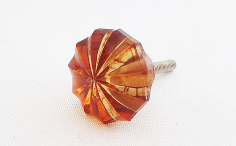 Glass small shabby chic amber flower round 3cm door knob