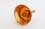 Glass shabby chic natural crystal cut amber 4.5cm round door knob