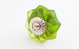 Glass shabby chic green flower 4cm pumpkin door knob H3