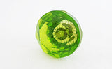 Glass shabby chic green crystal natural cut design 4.5cm round door knob H10