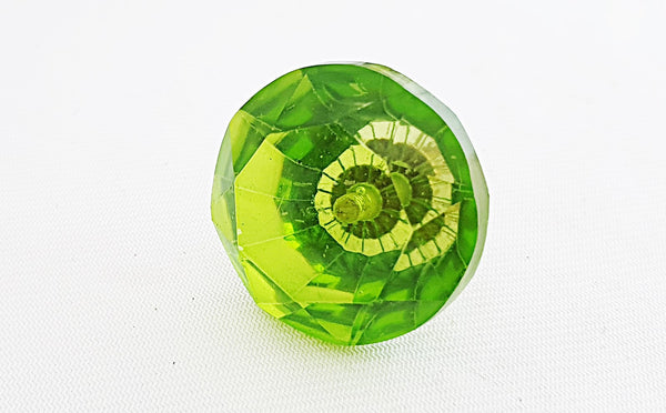 Glass shabby chic green crystal natural cut design 4.5cm round door knob H10