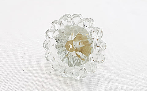 Glass shabby chic delicate clear flower 4cm round door knob