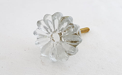 Glass shabby chic clear Flower 3.5cm round door knob H11