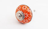 Ceramic orange spring floral design 4cm rounddoor knob
