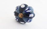 Ceramic small grey black floral 3.5cm pumpkin door knob C8
