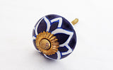 Ceramic blue white floral 4cm round door knob