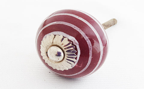 Ceramic  maroon spiral 4cm round door knob BF2
